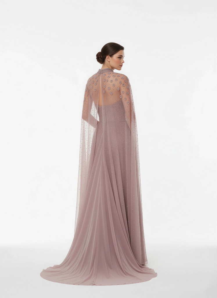 Ethereal Embellished Tulle Gown With Floral Detailing