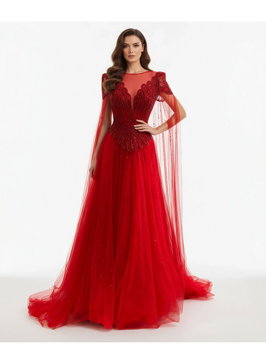Red Elysian Bloom Gown - Armada Couturee