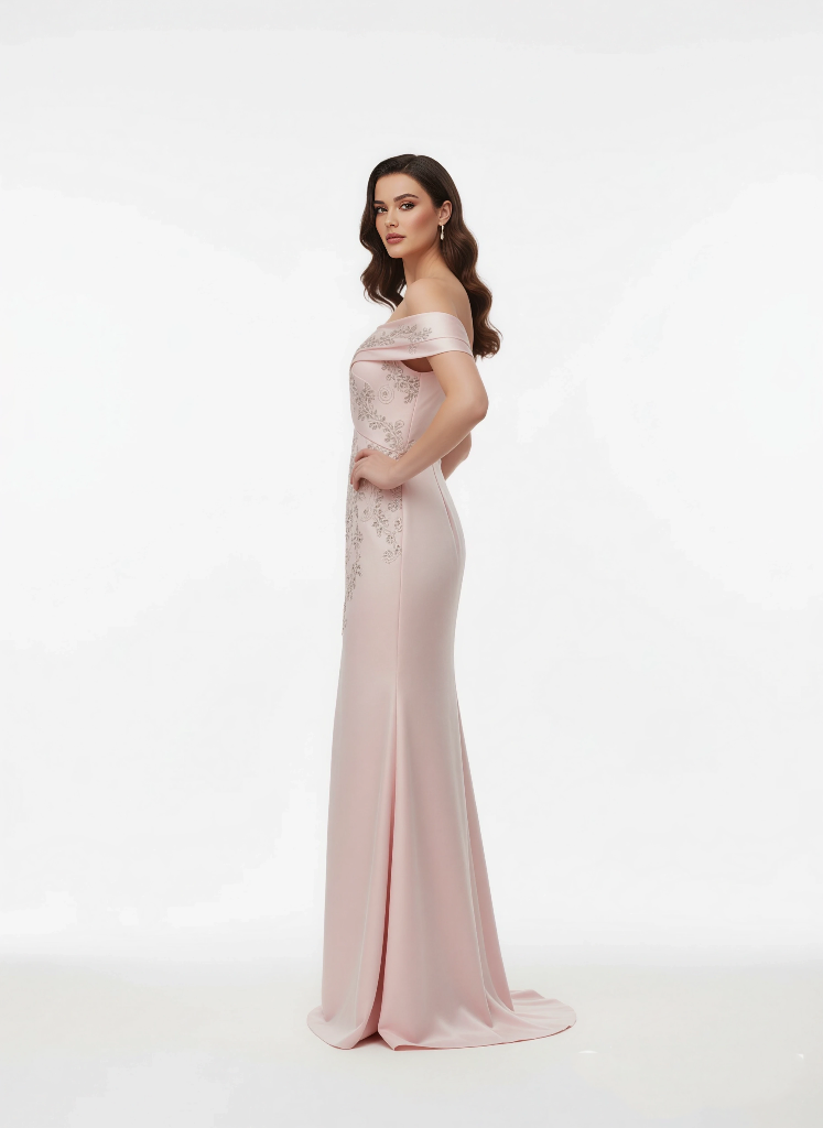 Off-Shoulder Embroidered Gown - Armada Couturee