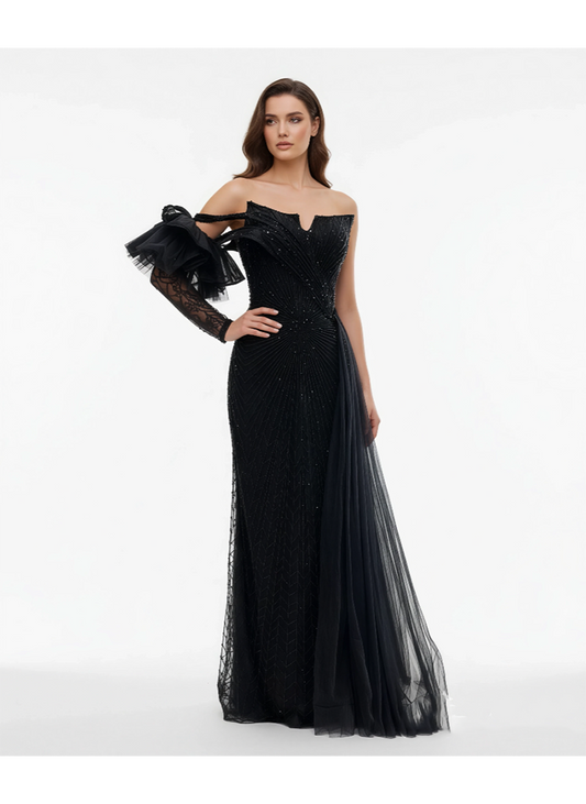 Celestial Embellished Cape Gown - Armada Couturee