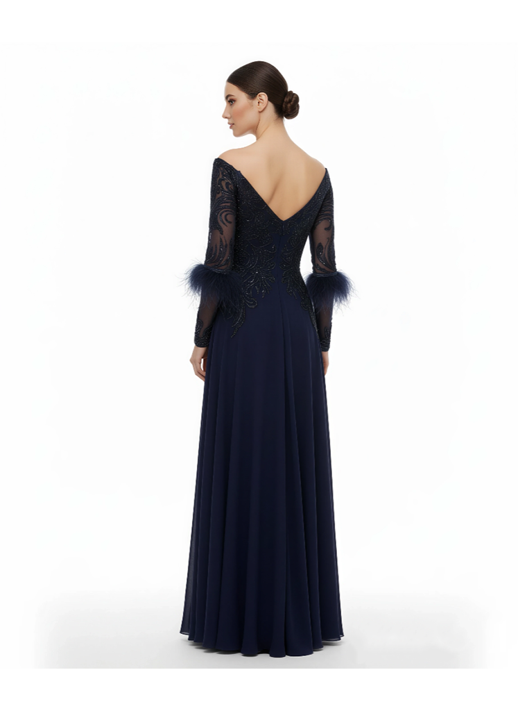 Elegant Sculpted With Crystal Embellished Gown