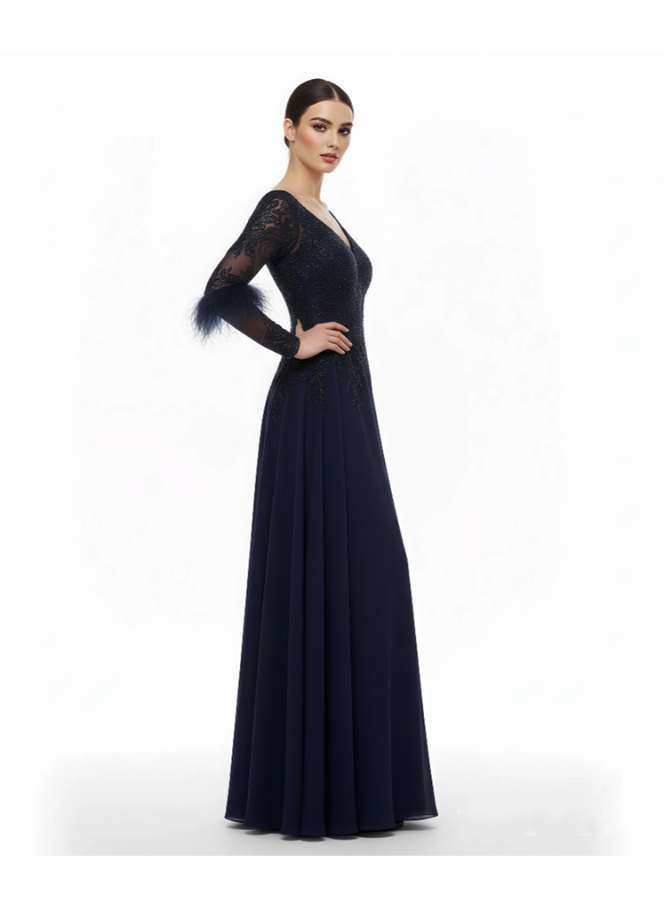 Elegant Sculpted With Crystal Embellished Gown