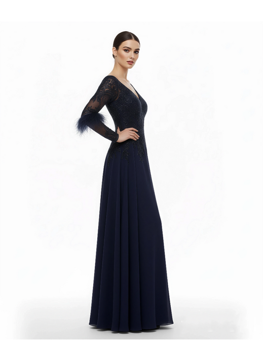 Elegant Sculpted With Crystal Embellished Gown