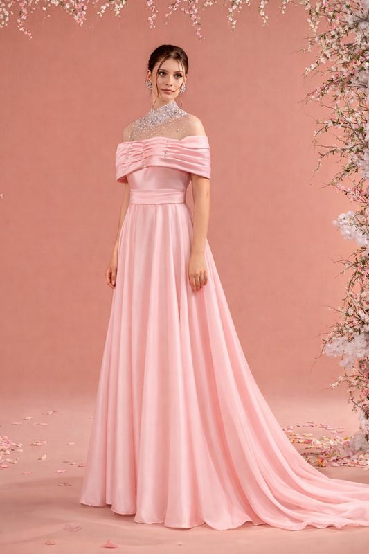 ARMADA COUTURE – Blush Radiance Embellished Off-Shoulder Evening Gown