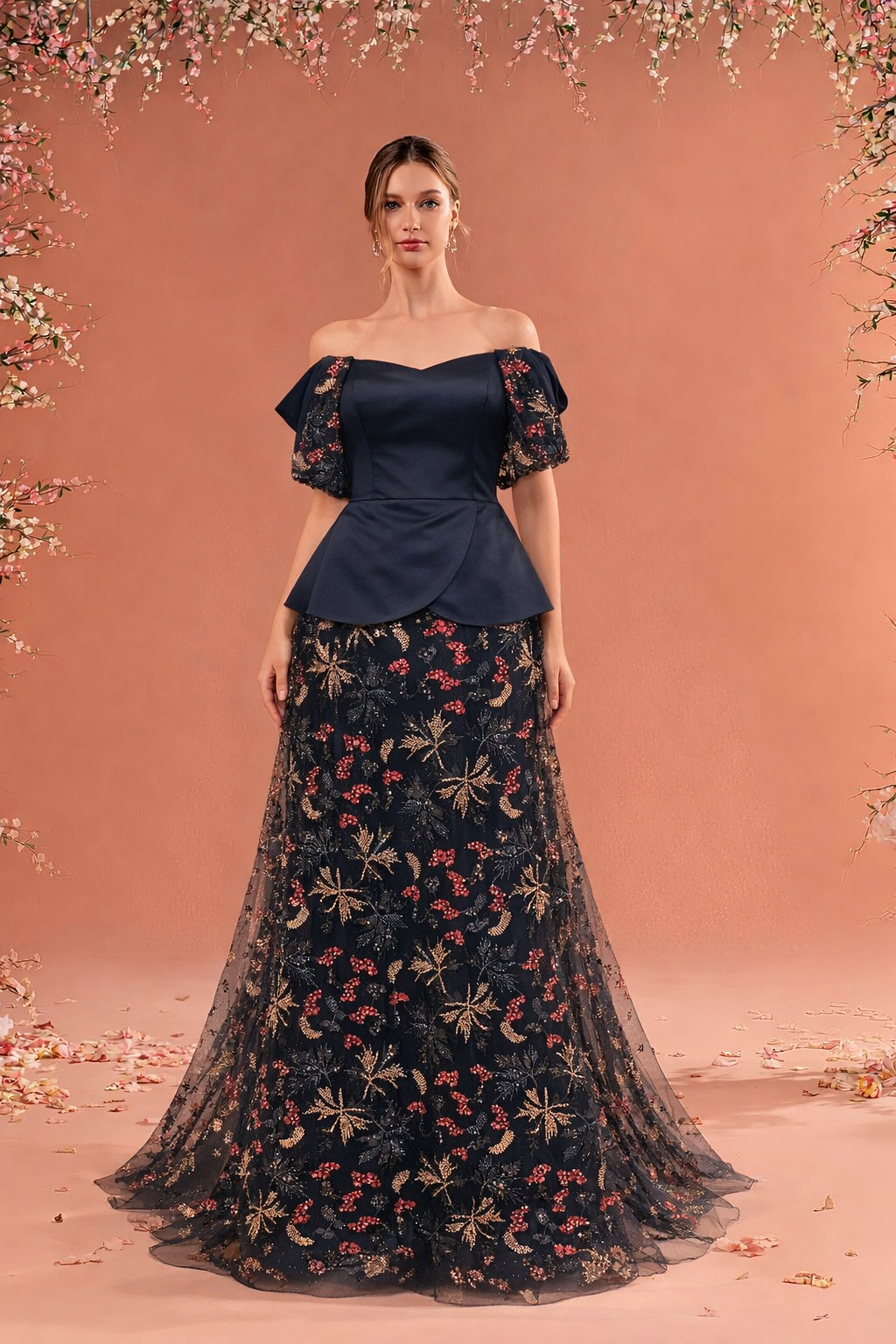 Celestial Embellished Cape Gown - Armada Couturee