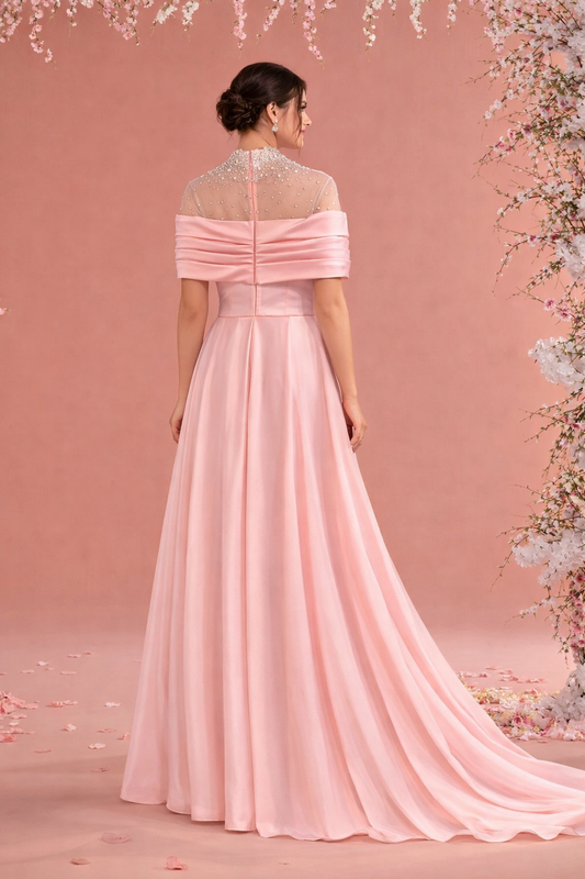 ARMADA COUTURE – Blush Radiance Embellished Off-Shoulder Evening Gown