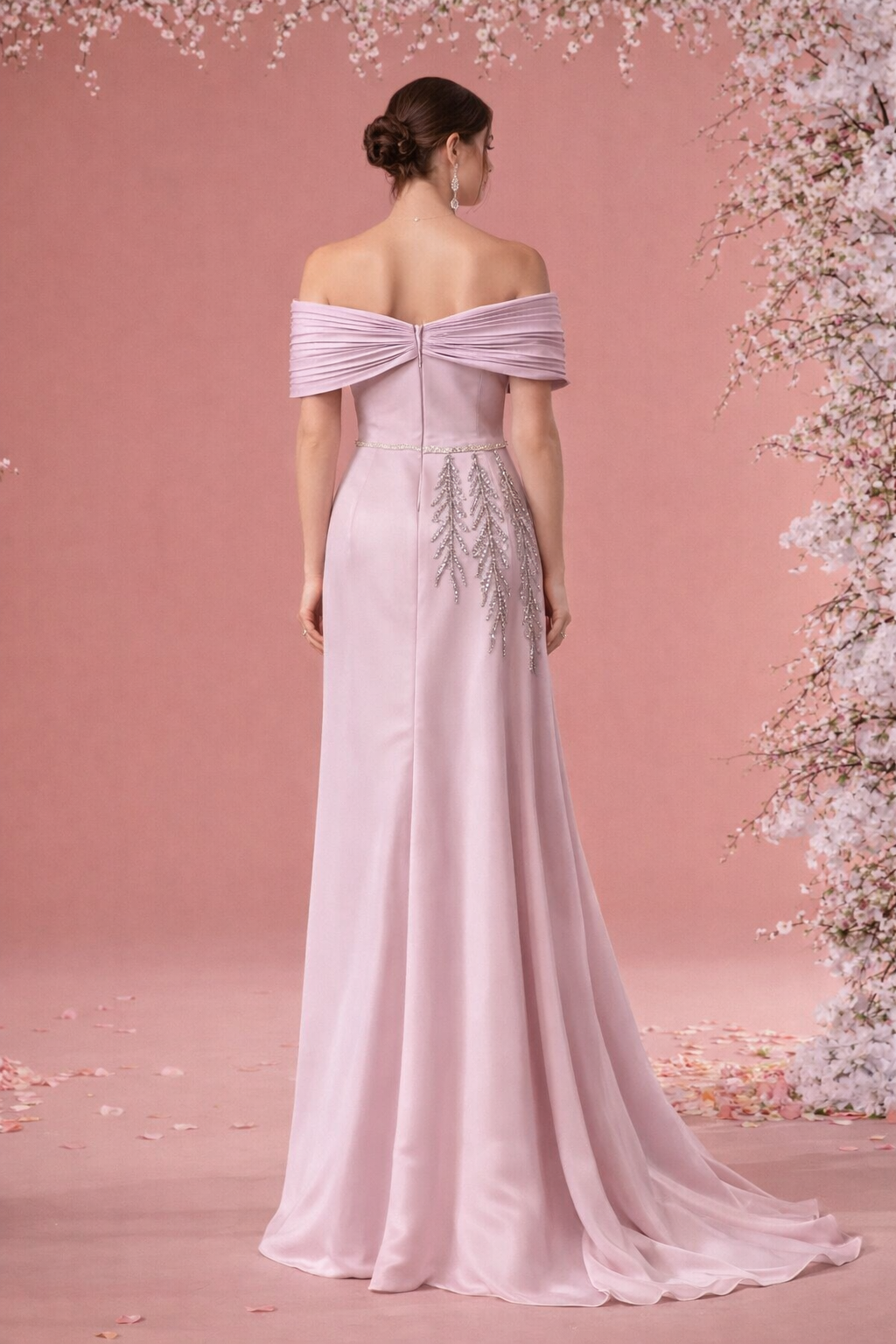 ARMADA COUTURE – Blush Royale Embellished Off-Shoulder Evening Gown