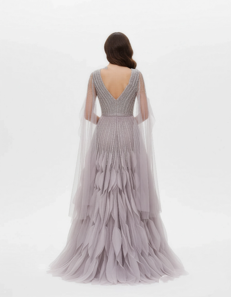 Royal Embellished Gown - Draped Sleeve